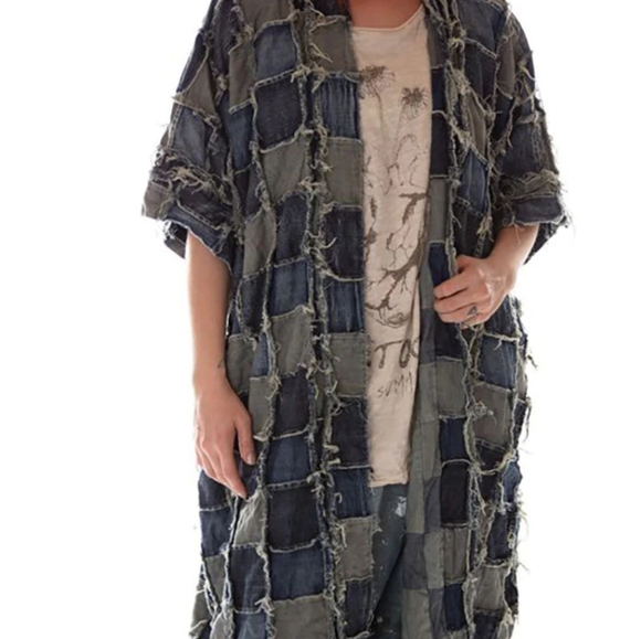 Magnolia Pearl Cotton patch denim Dashi kimono - Picture 2 of 7